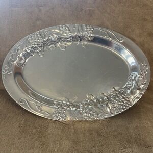 WILTON Armetale Grapes Oval Pewter Serving Platter 15.5" x 11" #353764